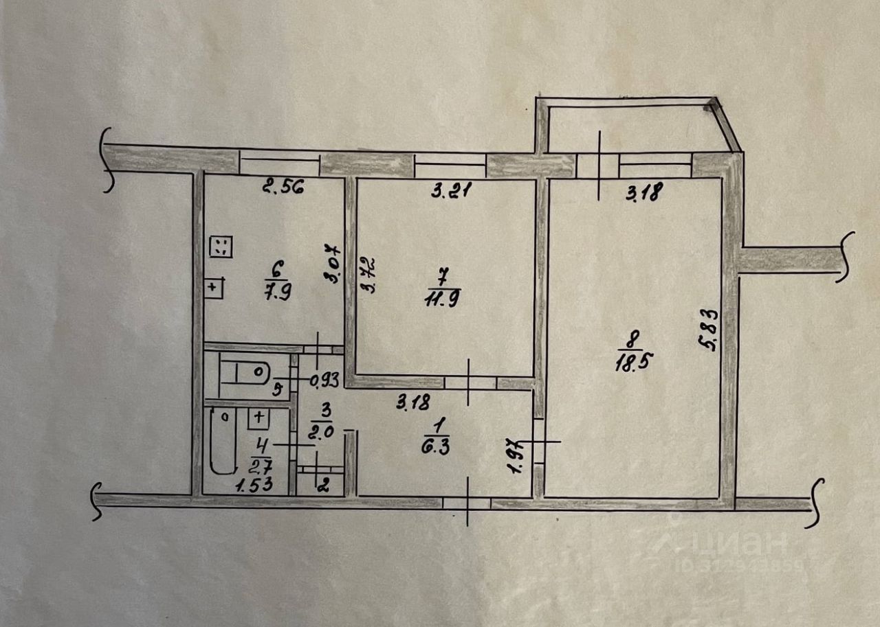 2-комн. квартира, 50.1 м², 5/5 этаж