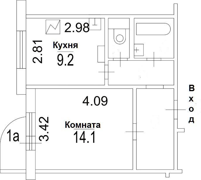 1-комн., 36 м², 7/17 этаж