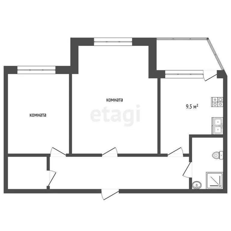 2-комн., 59.5 м², 7/9 этаж