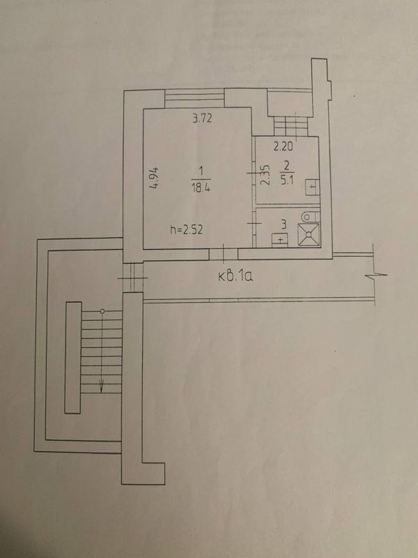 1-комн. квартира, 26.6 м², 2/9 этаж
