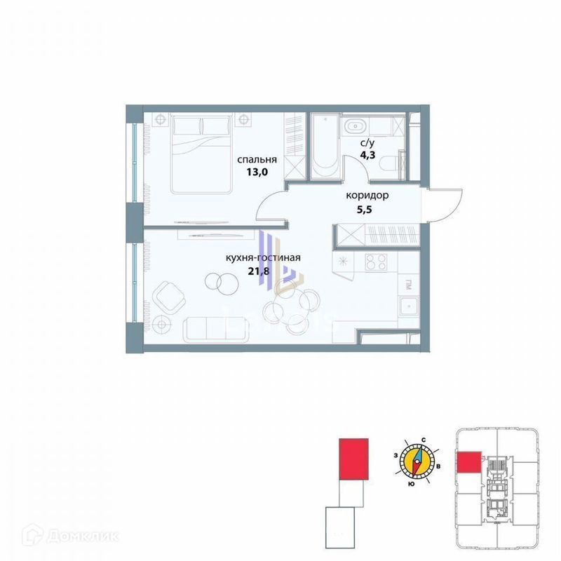 1-комн., 45 м², 20/32 этаж