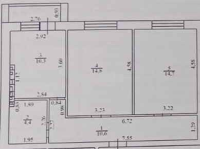 2-комн., 54.7 м², 4/4 этаж