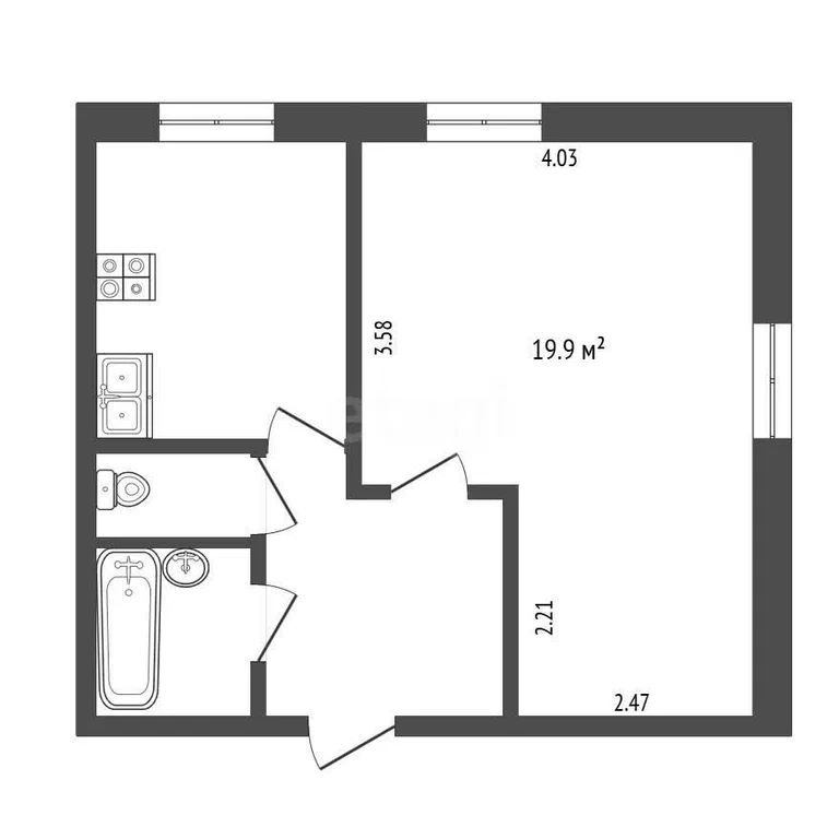 1-комн., 38.6 м², 1/5 этаж