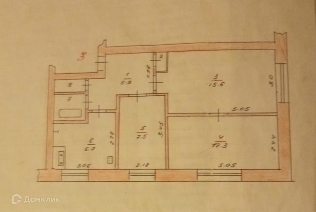 3-комн., 52.1 м², 1/2 этаж