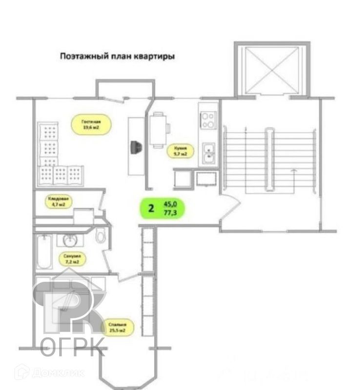 2-комн., 75.9 м², 3/6 этаж