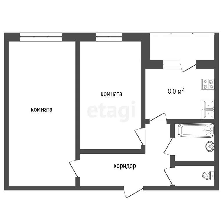 2-комн., 48.6 м², 3/4 этаж
