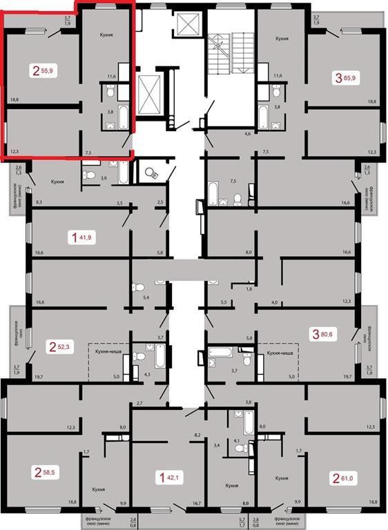 2-комн., 55.9 м², 17/17 этаж