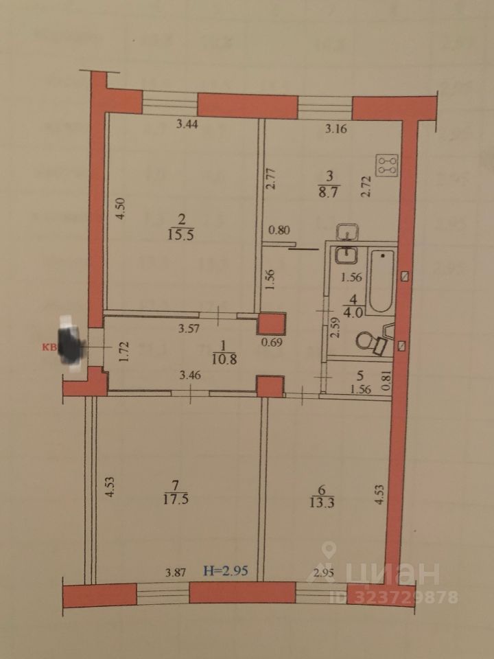 3-комн., 71.1 м², 2/6 этаж
