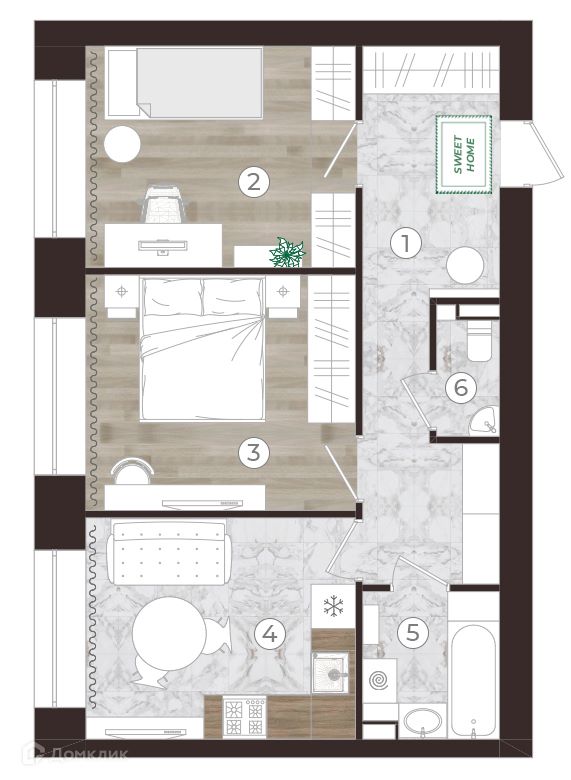 2-комн., 51 м², 5/5 этаж