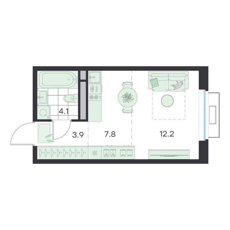 Студия, 28 м², 2/5 этаж