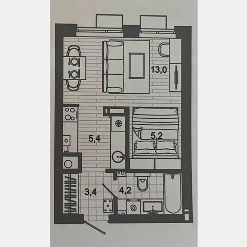 Студия, 31.2 м², 6/25 этаж