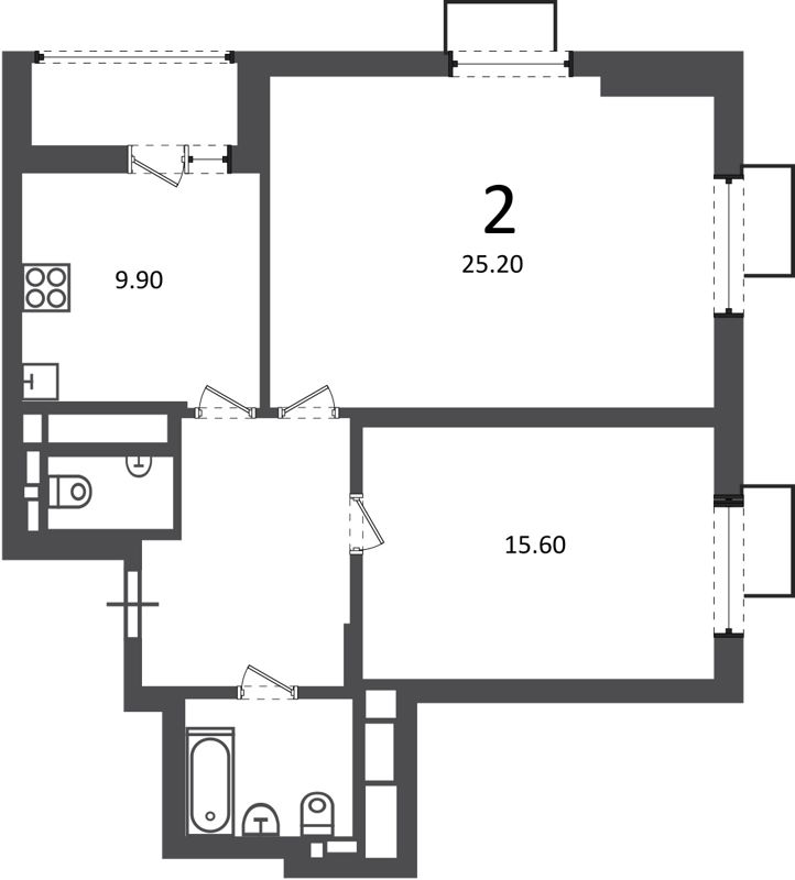 2-комн., 65.5 м², 15/16 этаж