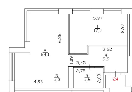 1-комн., 61.6 м², 6/12 этаж