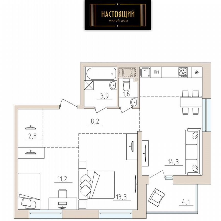 3-комн., 65 м², 8/17 этаж