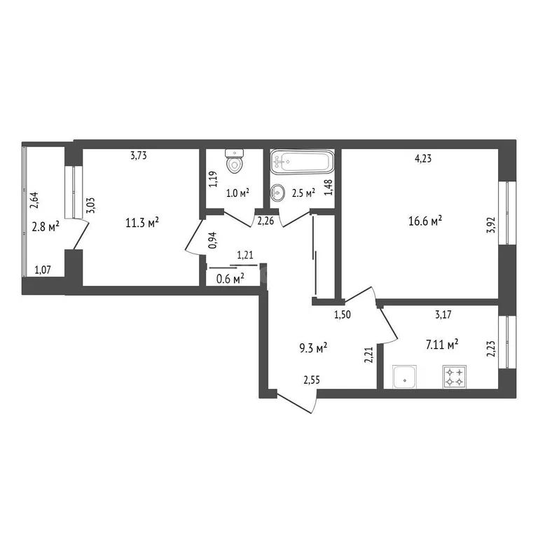 2-комн., 49.5 м², 1/5 этаж