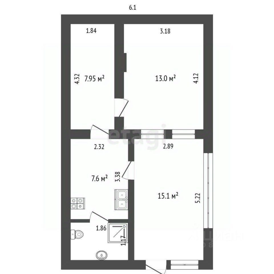 Дом, 46.4 м2, 2 сотки