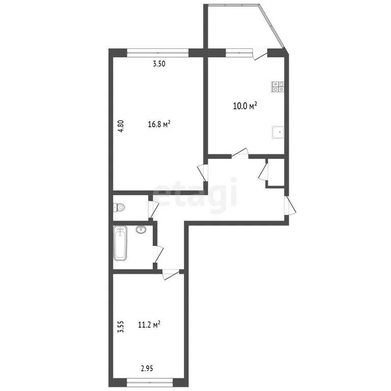 2-комн., 52.6 м², 4/5 этаж