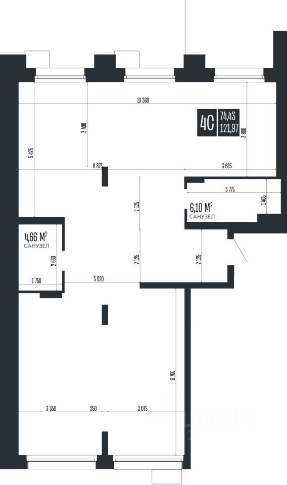 4-комн., 121.97 м², 2/15 этаж