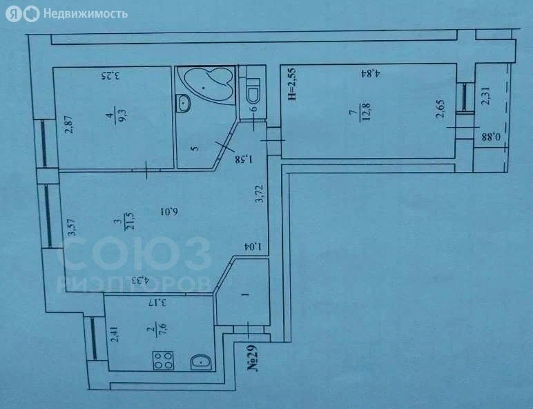 3-комн., 61.8 м², 8/9 этаж