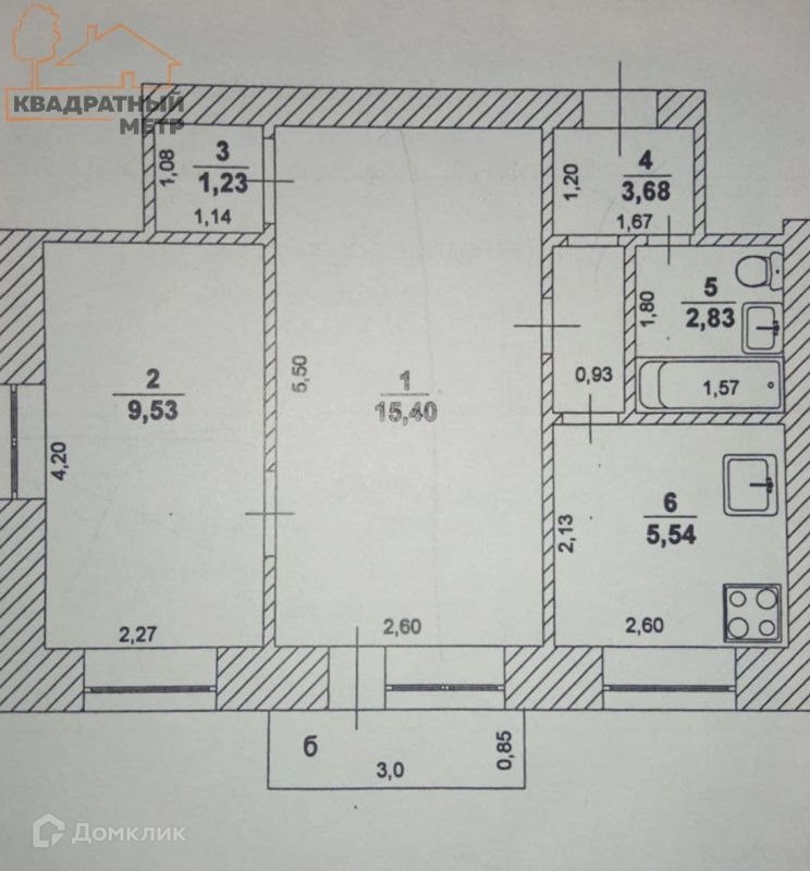 2-комн., 38.9 м², 2/2 этаж
