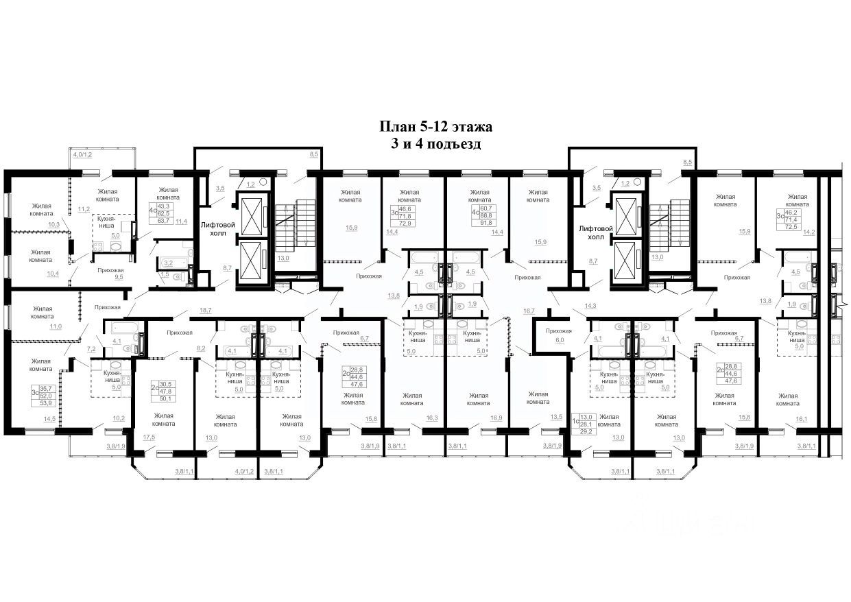 1-комн. квартира, 53.7 м², 5/25 этаж