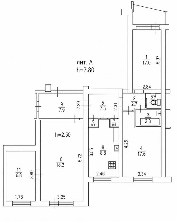 4-комн., 78 м², 6/9 этаж