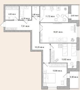 3-комн., 95.65 м², 14/17 этаж