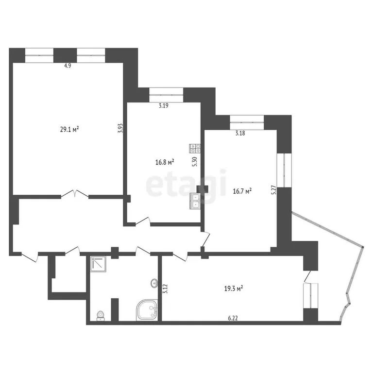 3-комн., 114.3 м², 7/15 этаж