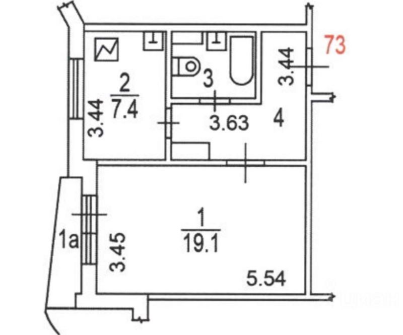 1-комн., 37.9 м², 7/12 этаж