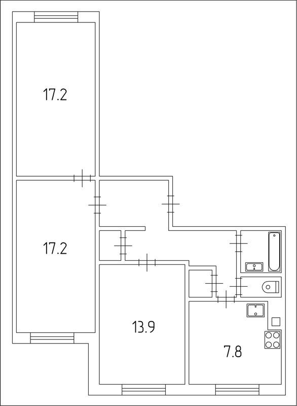 3-комн., 72.1 м², 1/9 этаж
