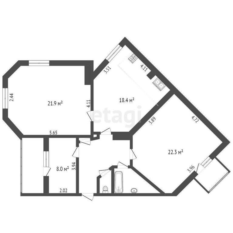 3-комн., 85.5 м², 5/8 этаж