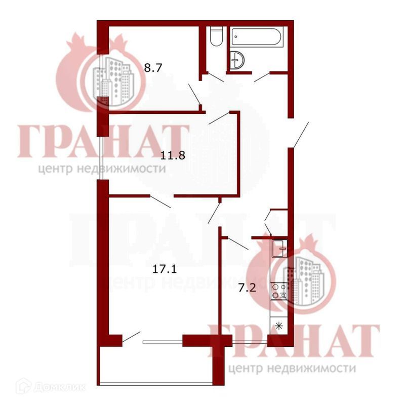 3-комн., 59.6 м², 4/9 этаж