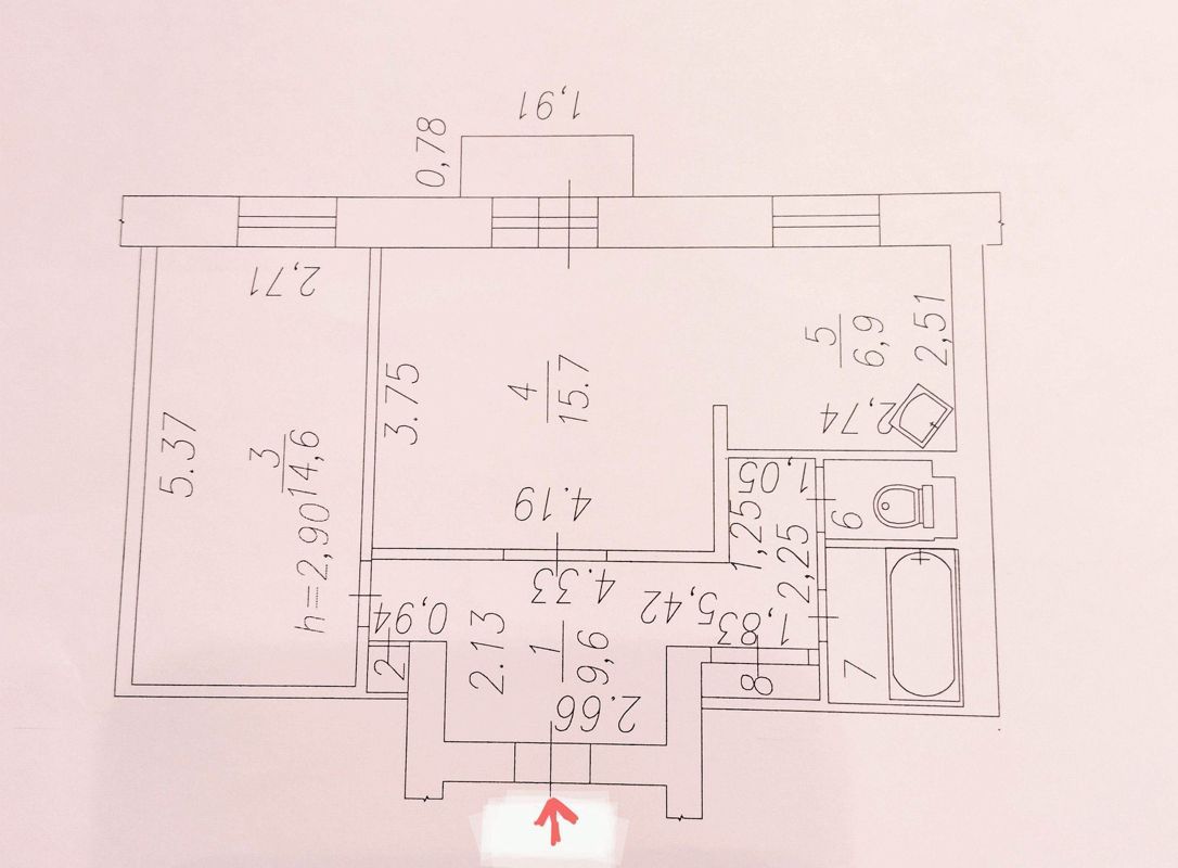 2-комн., 54 м², 5/5 этаж