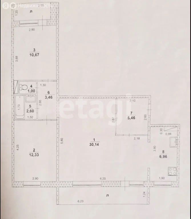 3-комн., 72.6 м², 2/9 этаж