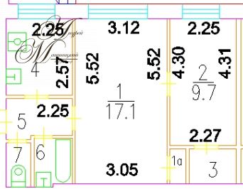 2-комн., 41.5 м², 1/5 этаж