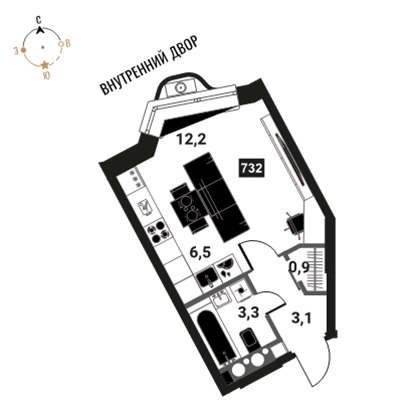 1-комн., 26 м², 19/28 этаж