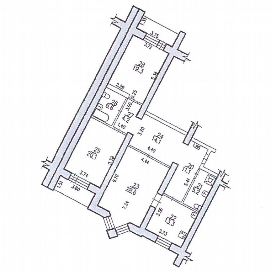 3-комн., 122.5 м², 2/12 этаж