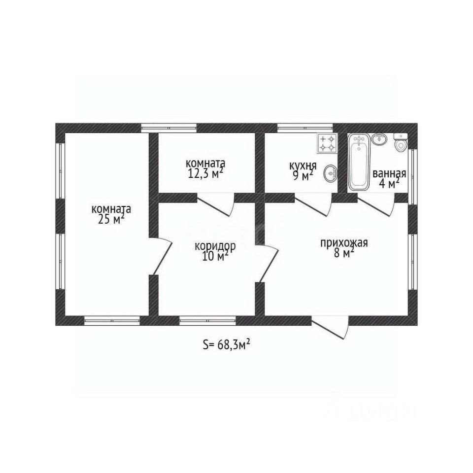 1-этажный дом, 68.3 м², 4 сотки