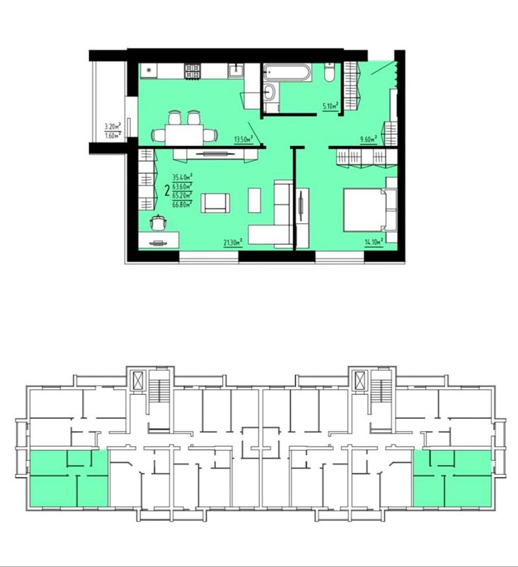 2-комн., 65.2 м², 5/10 этаж
