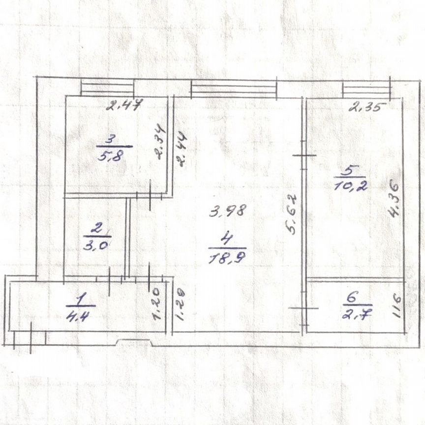2-комн., 43.2 м², 4/5 этаж