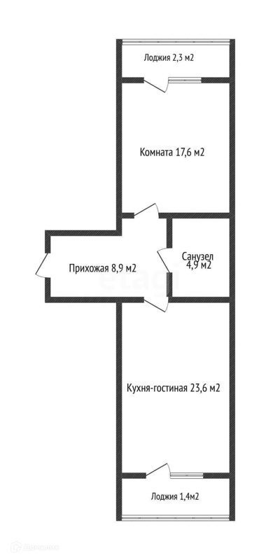 1-комн., 54.2 м², 6/19 этаж