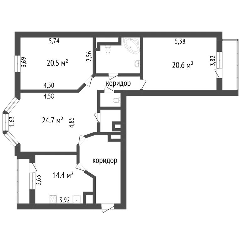 3-комн., 119.3 м², 2/9 этаж
