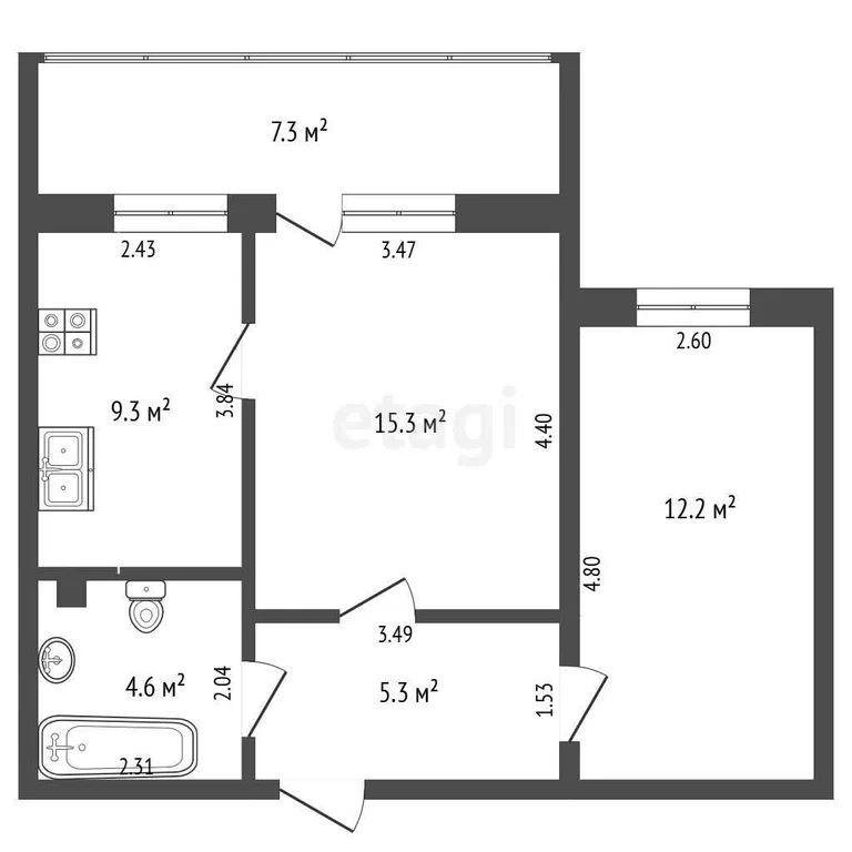 2-комн., 46.7 м², 9/10 этаж