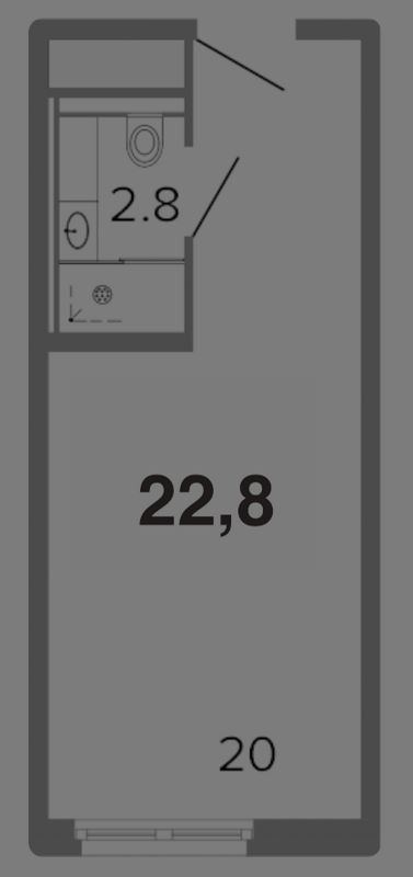 Студия, 22.8 м², 2/13 этаж