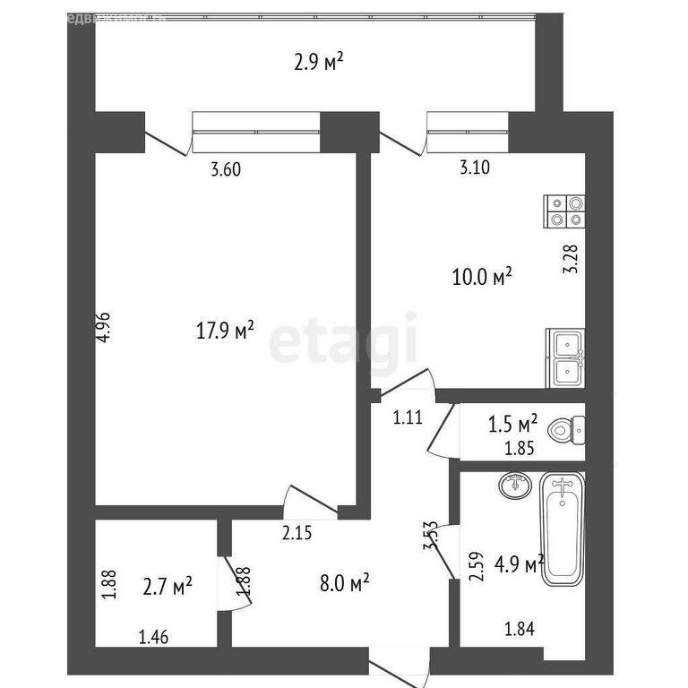 1-комн., 45.2 м², 4/5 этаж