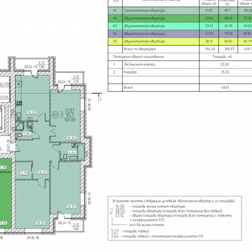 3-комн., 96 м², 6/8 этаж