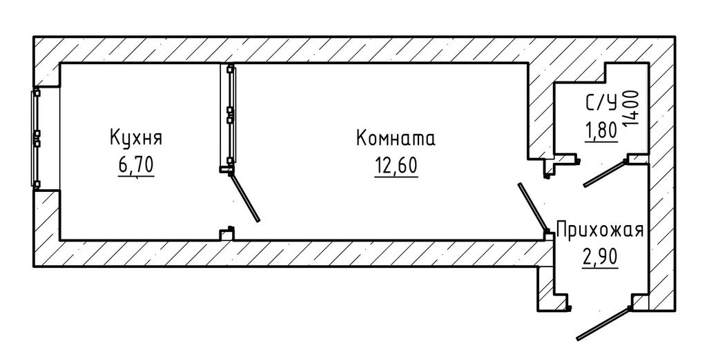 1-комн., Квартира в новостройке, 24 м², 5/5 этаж