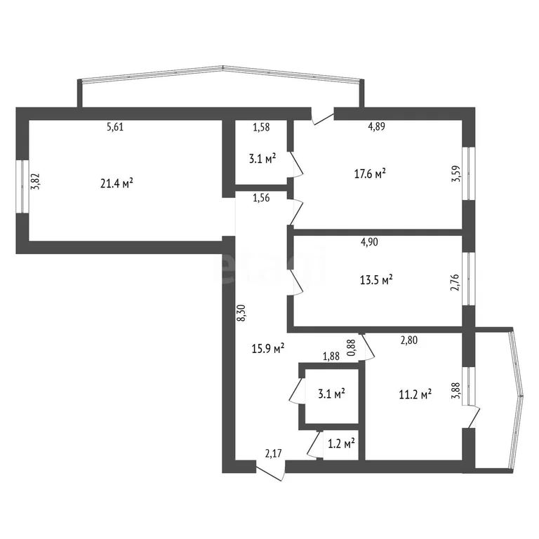 3-комн., 91 м², 3/10 этаж
