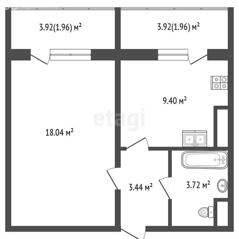 1-комн., 39 м², 2/3 этаж