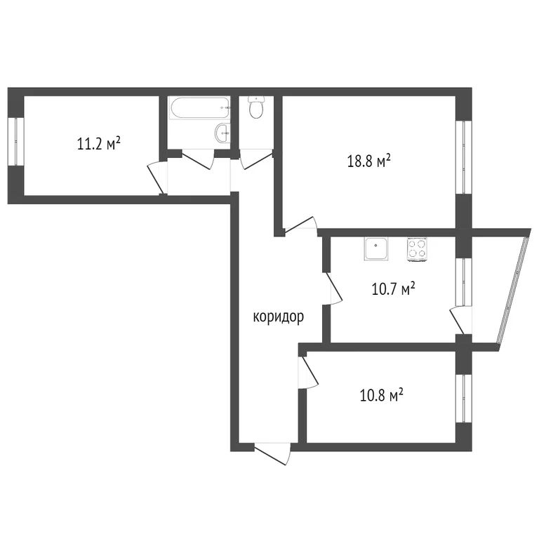 3-комн., 72 м², 2/9 этаж